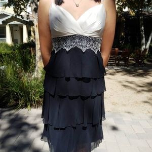 Max and Cleo black and white cocktail ruffle dress